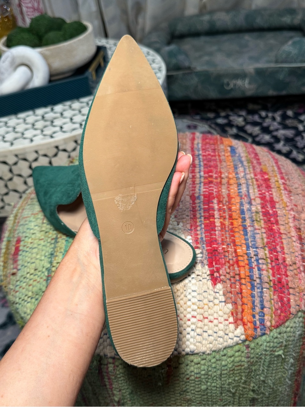 🦚 NEW Emerald Green Suede Pointed Toe Slip-On Mules 🦚 - Picture 6 of 6
